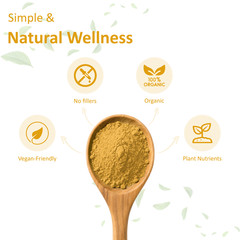 Ved Saga USDA Certified Organic Turmeric Root Powder, 4 oz | 8 oz | 16 oz (1 lb)