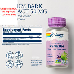 SOLARAY Pygeum Bark Extract 50mg – 60 Count (Pack of 1), No Color