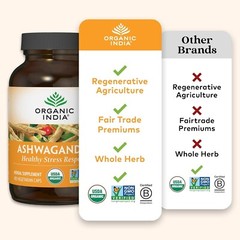 ORGANIC INDIA Ashwagandha Capsules – Natural Stress Support | 180 Vegan Capsules