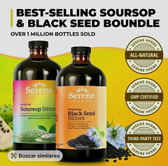 Serene Herbs Soursop + Black Seed Bitters Bundle Vegan Detox Immune 16 fl oz