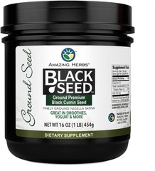 Amazing Herbs Black Seed 100% Pure Ground Premium Black Cumin Seeds 16.0 Ounces