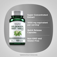 Goldenseal Root Capsules 1000mg | 100 Capsules | Non-GMO | by Piping Rock