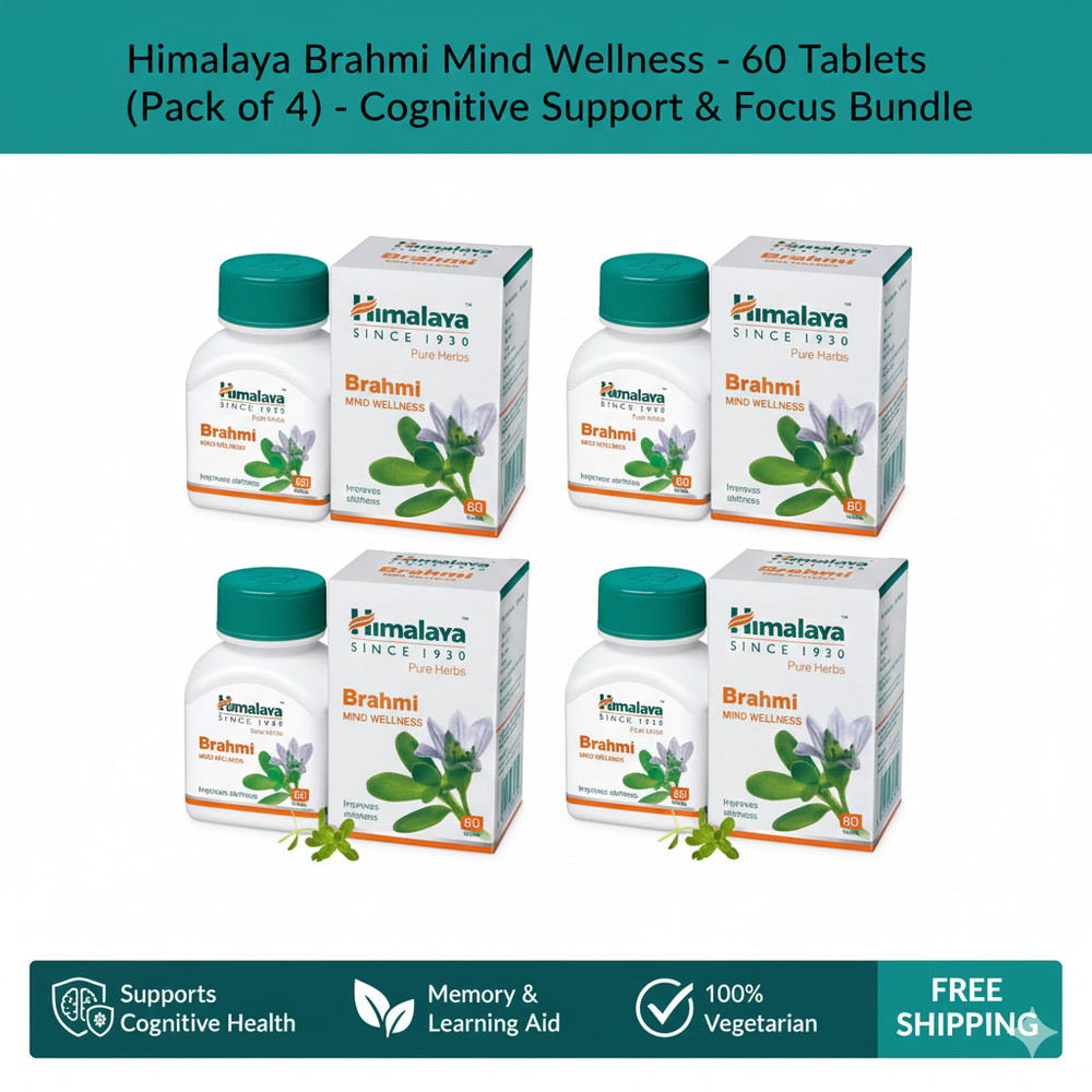 Himalaya Brahmi for Improved Alertness & Focus 240 Tablets (Pack of 4) free ship
