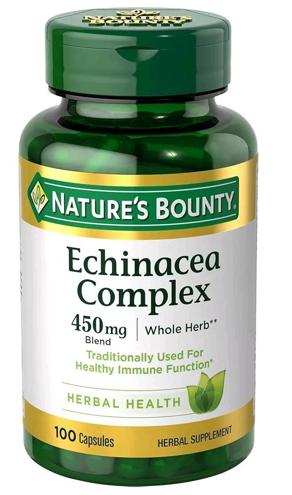 Nature’s Bounty Echinacea Complex 450mg 100 Capsules Immune Support Non-GMO
