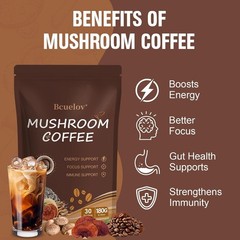 2 Bag Mushroom Coffee, Instant Mushroom Coffee Powder with 6 Adaptogenic