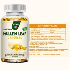 Mullein Leaf Capsules For Lung Cleansing & Detox Herbal Dietary Supplement 60PCS