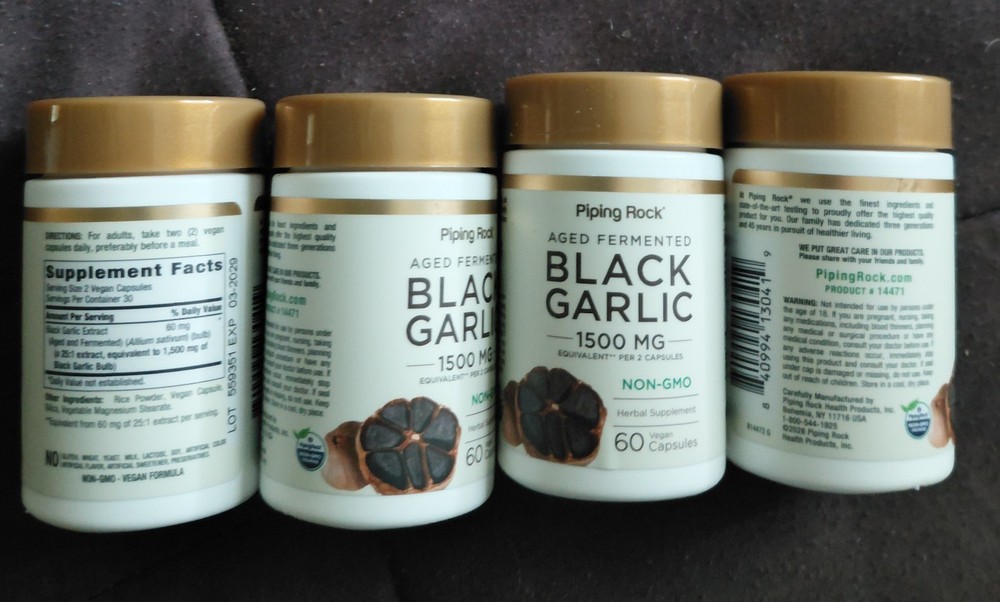 Black Garlic 1500 mg | 60 Capsules | Fermented Extract| made in America Lot of 4