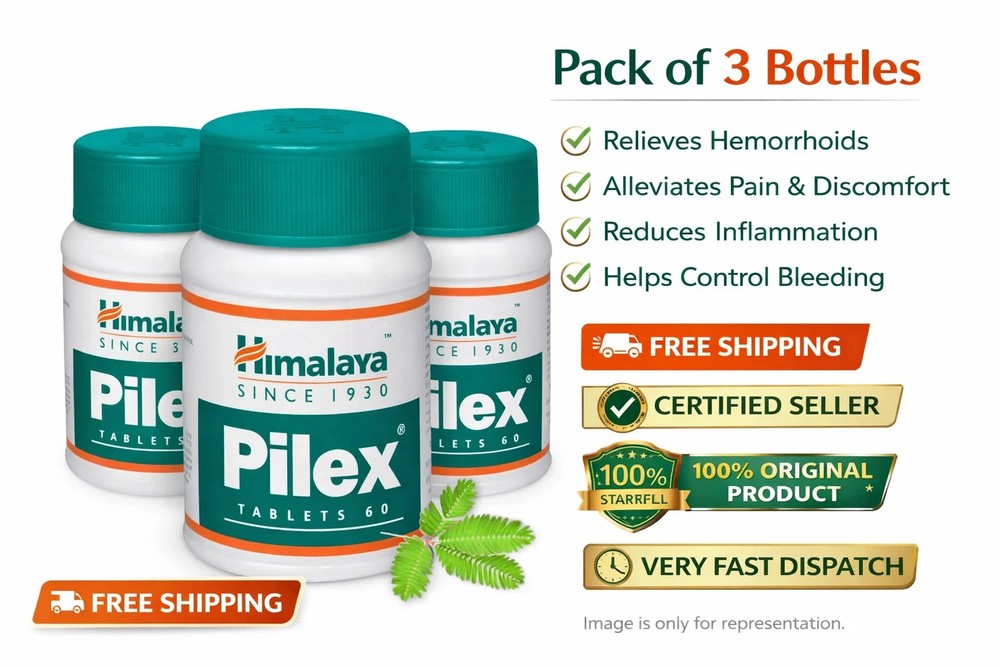 3 x Himalaya Pilex 180 Tablets Piles Support Pure Herbal Exp 2028