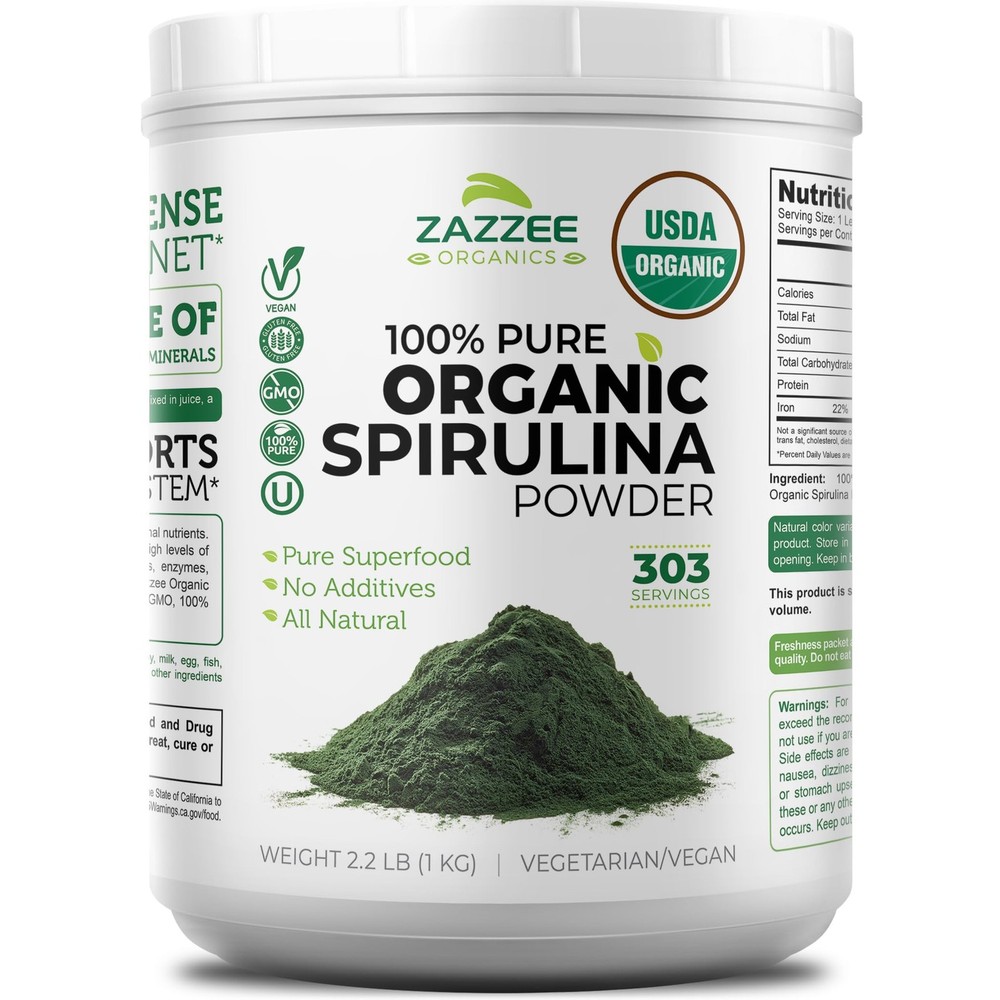 USDA Organic Spirulina Powder, 2.2 Pounds (1 KG), 303 Servings, Certified Kos…
