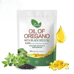 Aceite 2PACK De Oregano En 300 Capsulas Con Carvacrol Timol Black Seed Oil 6000