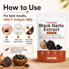 Fermented Black Garlic Extract, Natural Odorless Aged Garlic Supplements, Suppor