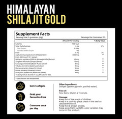 VivoNu Himalayan Shilajit Gummies 3000mg, Ashwagandha, Fulvic Acid, 60 Count
