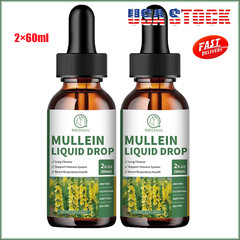 2*60ml Mullein Drops for Lungs, Detox and Cleanse Mullein Extract Supplement