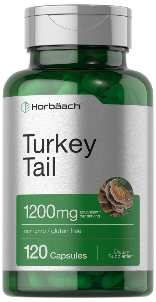 Horbäach Turkey Tail Mushroom Capsules | 120 Count | 120 (Pack of 1)