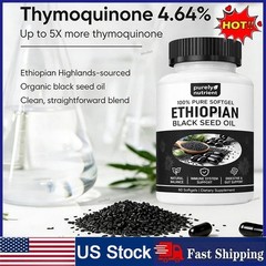 Ethiopian Black Seed Oil Softgels |4.64% Thymoquinone |Gluten-Free, 60 capsules