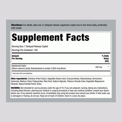 Garlic Pills 5000mg | 100 Caplets | High Allicin Odorless Garlic | by Lindburg