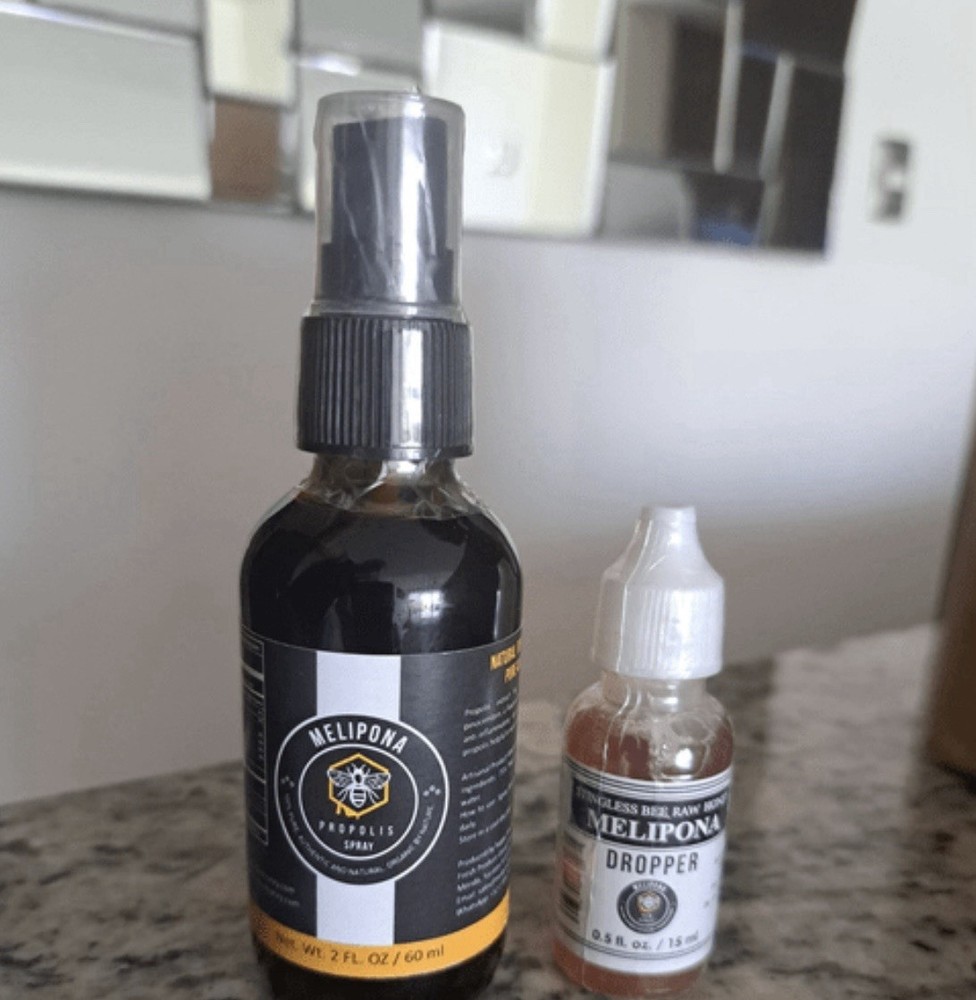 MELIPONA ® Alcohol-Free Propolis Spray 2 fl oz & Free One Dropper 0.5 fl oz Set