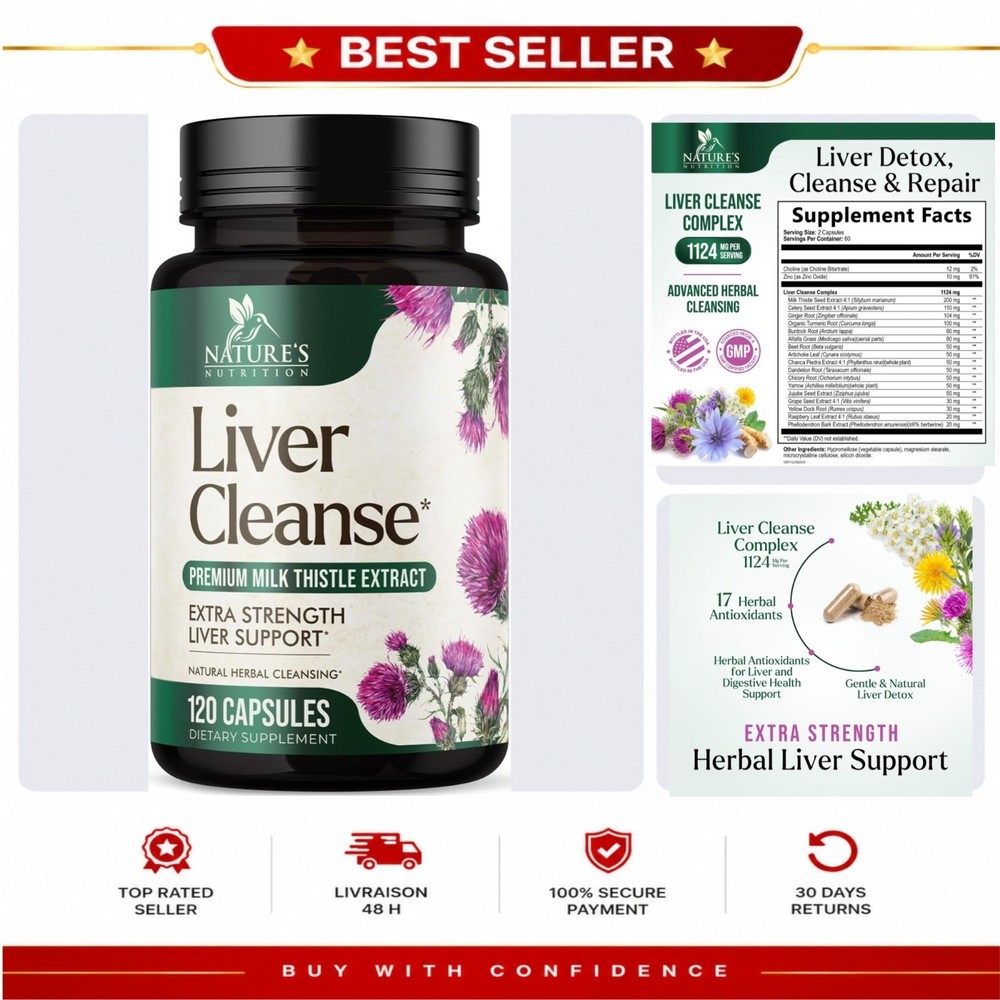 Liver Cleanse Supplement Milk Thistle Silymarin 120 Capsules Nature’s Nutrition