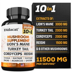 Mushroom complex Capsules-10 in 1 Blend-Nootropic Complex – Brain, Energy, Focus