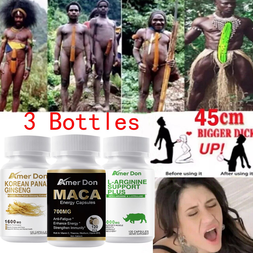 3 Bottless Maca Root & L-Arginine & Korean Red Panax Ginseng 3in1 Male Enhancing