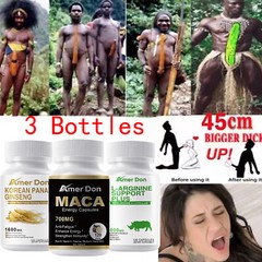 3 Bottless Maca Root & L-Arginine & Korean Red Panax Ginseng 3in1 Male Enhancing