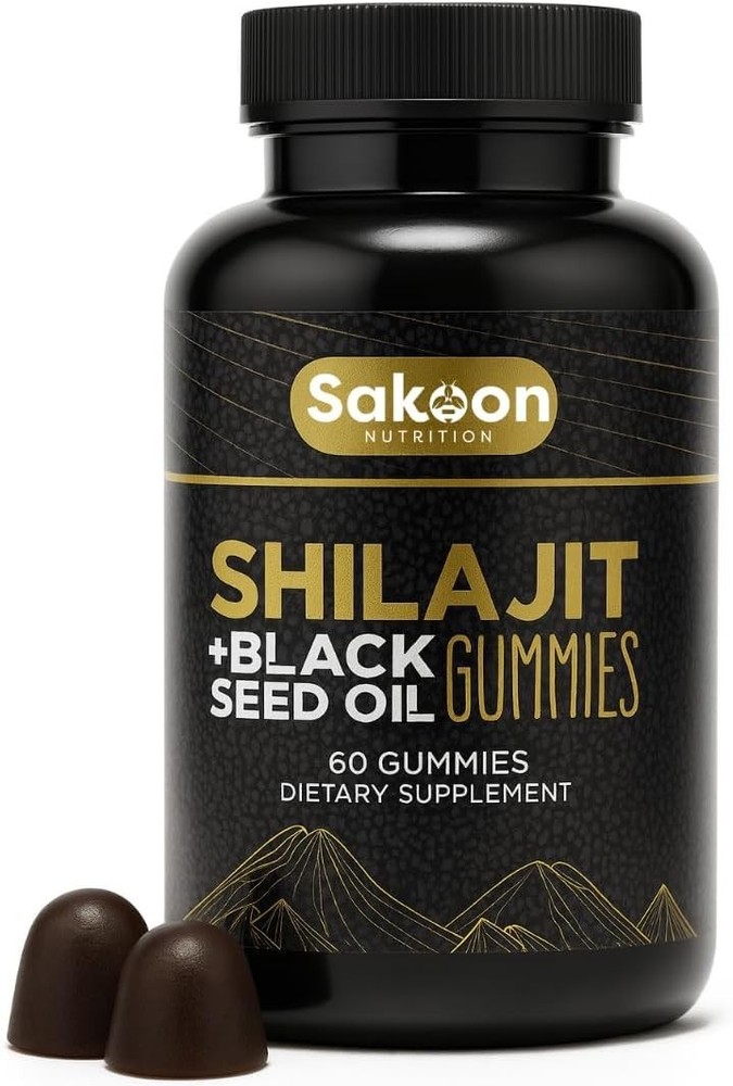 Pure Shilajit Gummies for Men & Women, Shilajit with Black Seed Oil, – 60Pcs