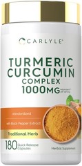 Carlyle Turmeric Curcumin with Black Pepper | 180 180 Count (Pack of 1)