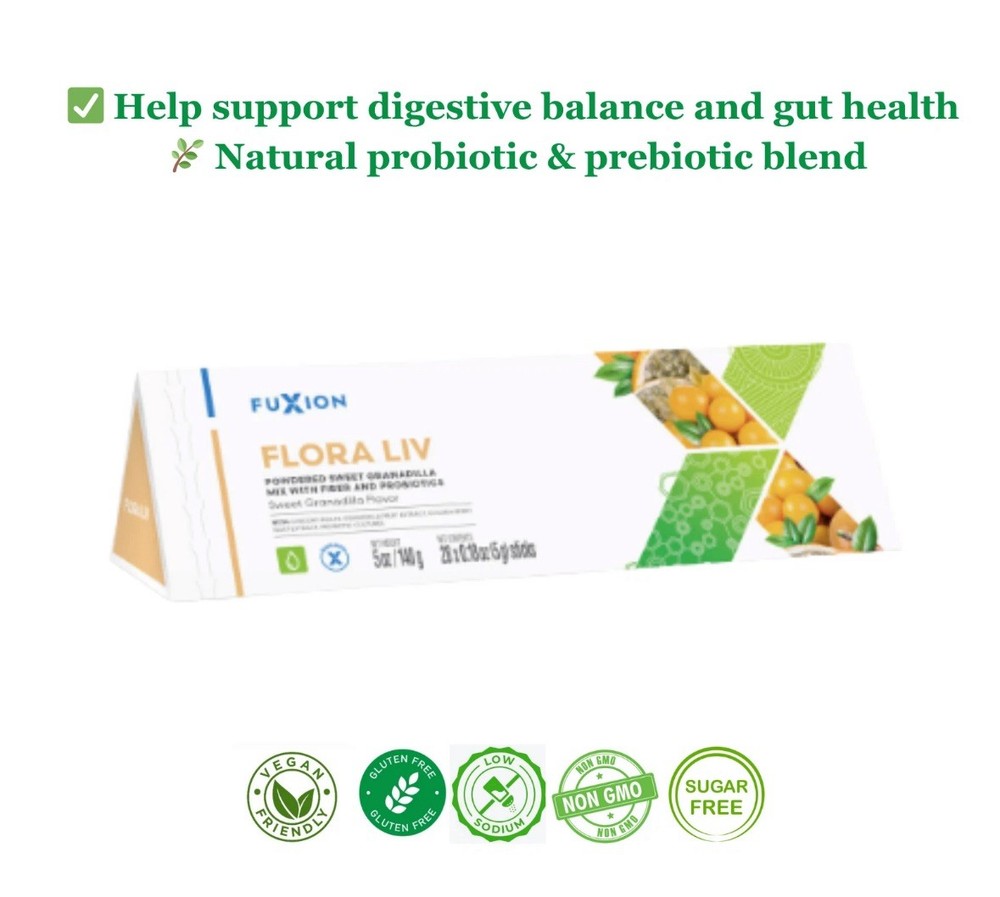 Fuxion Flora Liv Probiotic Prebiotic Drink Supports Digestive Health-28 Sachets