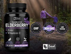Zeal Naturals Max Strength Elderberry Capsules – 500mg, 100 Count (Pack of 1)
