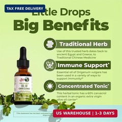 Oregano Oil Drops | 6 Month Supply | USDA Organic Oil of Oregano Liquid | Herbal