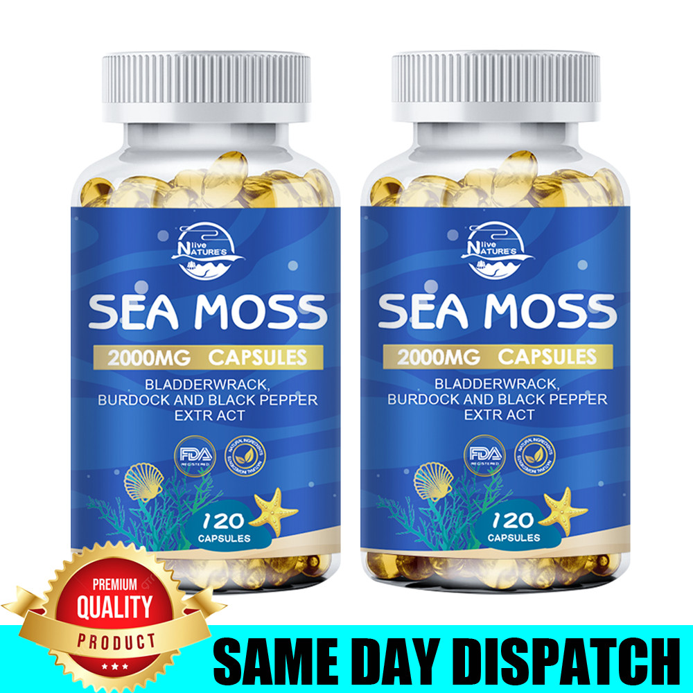 Organic Sea Moss Capsules for Kids & Adults, Vegan Irish Seamoss, 240 Capsules