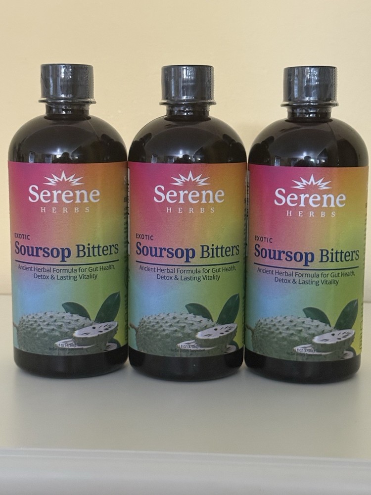 3 Pack Serene Herbs Exotic Soursop Bitters Liquid Gut Health Detox Vitality