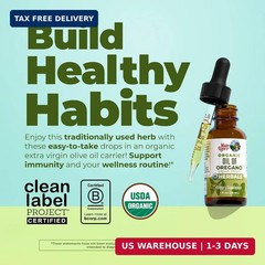 Oregano Oil Drops | 6 Month Supply | USDA Organic Oil of Oregano Liquid | Herbal