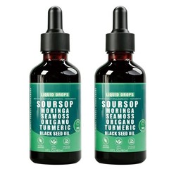 2Pcs Soursop Bitters Liquid Drops 10 in 1 with Sea Moss, Moringa, Black Seed Oil