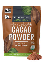 Organic Unsweetened Cacao Powder with Rich Dark Chocolate Flavor 454 g 1Lb NEW
