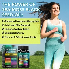 Sea Moss Black Seed Oil Ashwagandha Ginger Turmeric Burdock Root 60 Count