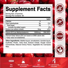 Vitamatic Extra Strength Vitamin B12 5000 mcg (Methyl B12) Gummies – 120 Count