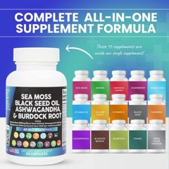 16 Sea 1 Supplement IN Moss Black Seed Oil 3000mg Ashwagandha Turmeric 1000mg US