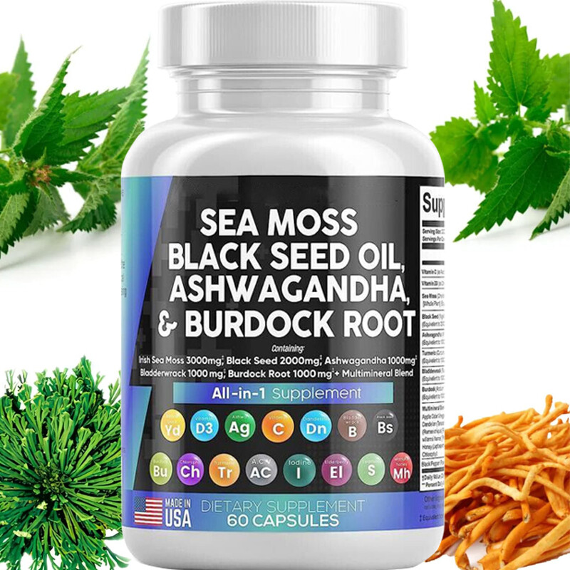 16 Sea 1 Supplement IN Moss Black Seed Oil 3000mg Ashwagandha Turmeric 1000mg US