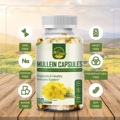 Nature’s Live Mullein Leaf Capsules | 1500mg | 60 Count | Support Lung Cleanse