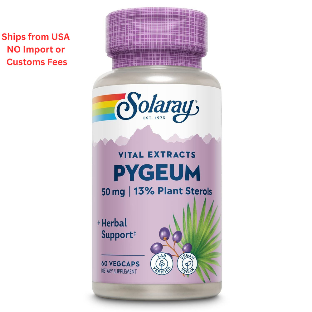 SOLARAY Pygeum Bark Extract 50mg – 60 Count (Pack of 1), No Color