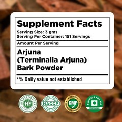 Heart Health Arjuna Bark Powder – 2X Potency, Vegan, Non-GMO, 16oz – Pure & Clea