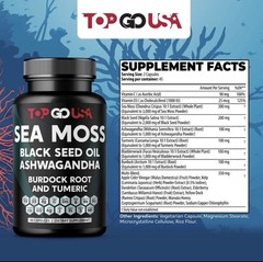 Sea Moss Black Seed Oil Ashwagandha Burdock Root Turmeric 90 Capsules New
