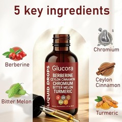 Glucora Berberina Liquida Gotas, Berberine Drops with Ceylon Cinnamon, Bitter Me