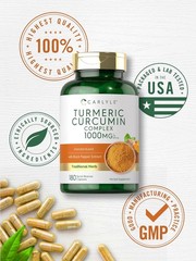 Carlyle Turmeric Curcumin with Black Pepper 1000mg | 180 Count (Pack of 1)