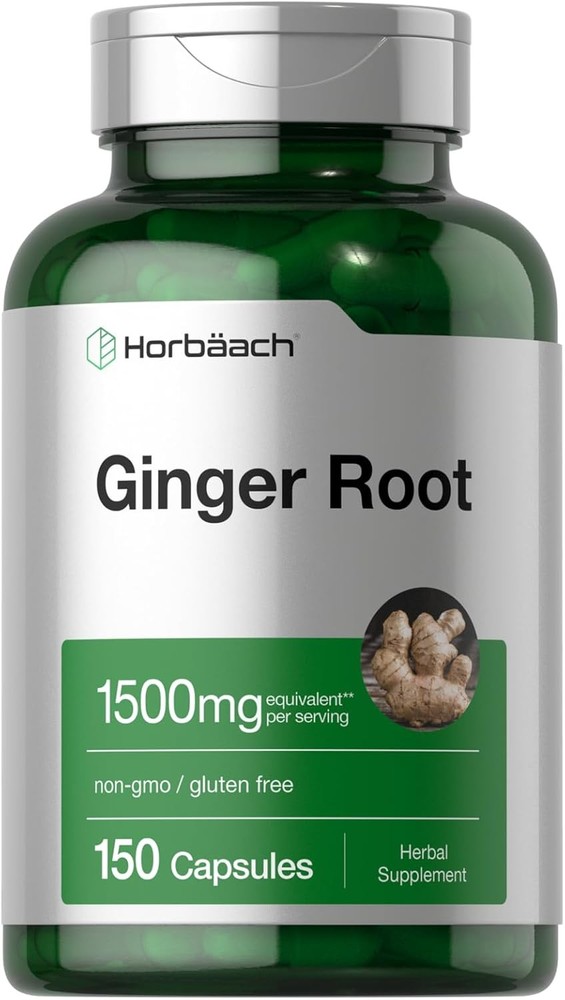 Horbäach Ginger Root Capsules 1500 mg | 150 Pills | Non-GMO, Gluten Free |…