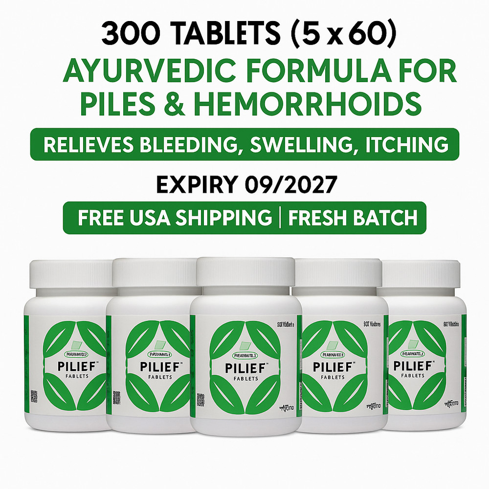 Charak Pilief Tablets 300 Tabs (5 x 60) for Piles Relief | Exp 09/2027 | USA