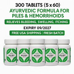 Charak Pilief Tablets 300 Tabs (5 x 60) for Piles Relief | Exp 09/2027 | USA