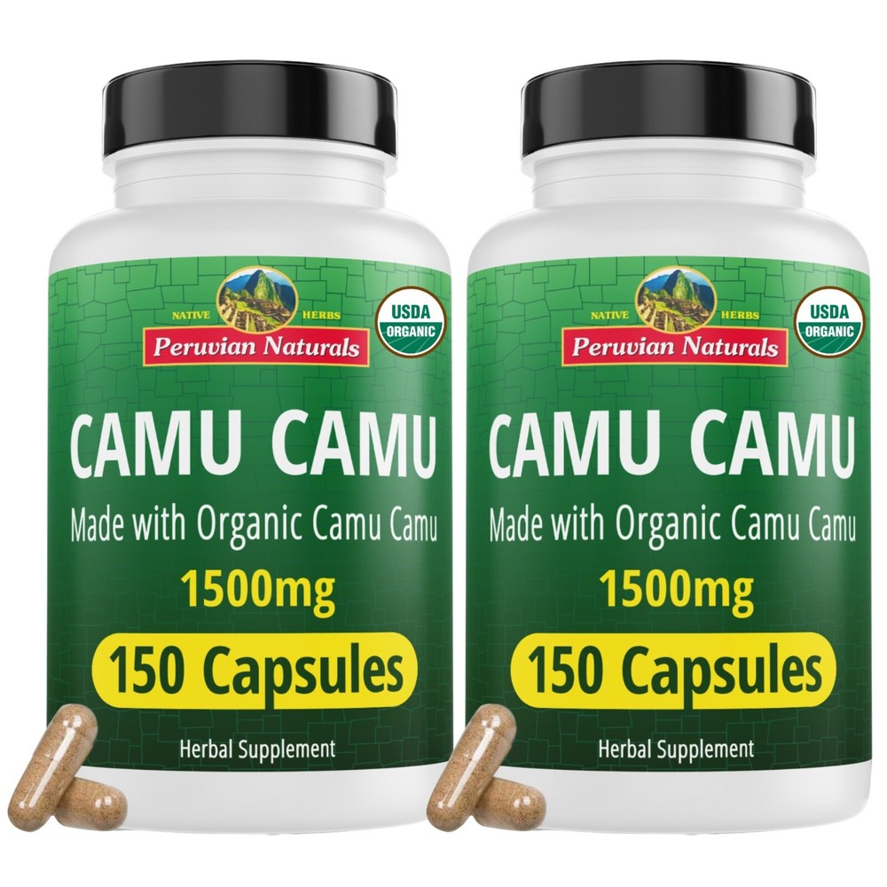 Organic Camu Camu Capsules – 300 Vegan Pills Raw Berry Supplement from Peru 2pk