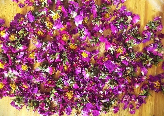 Apothecary Rose, dried blossoms, buds and petals, organically grown